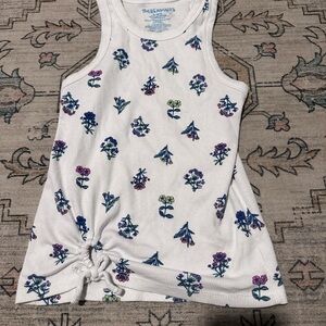 Girls White and Purple Floral Tank Top